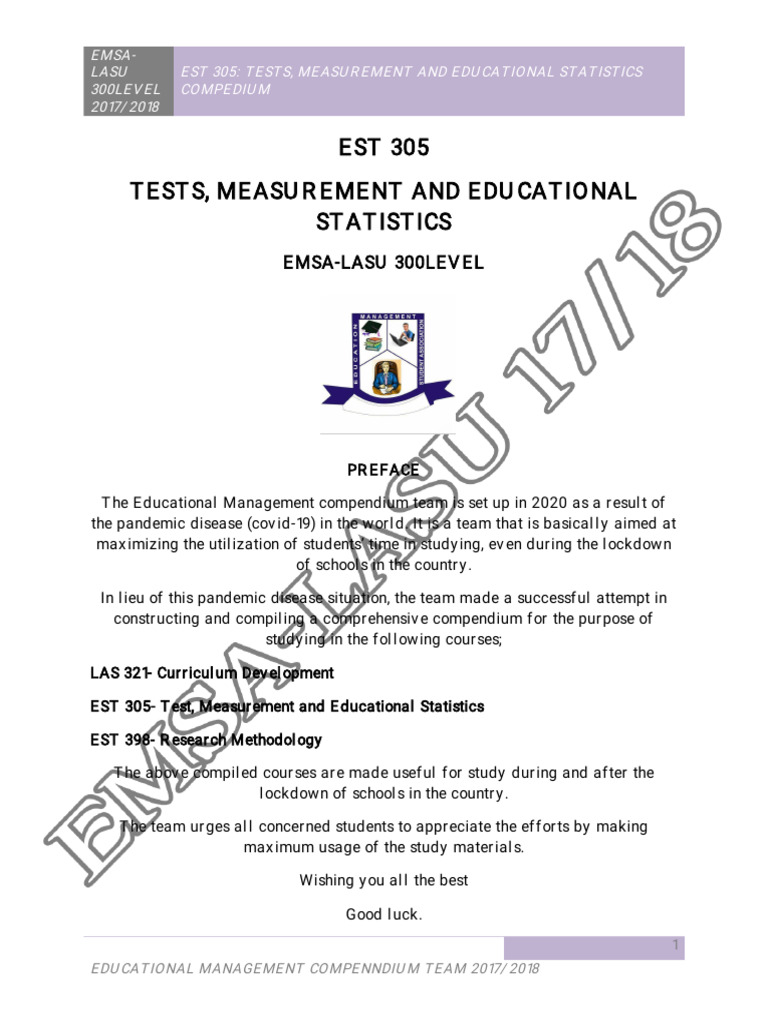 EST 305 - Compendium | PDF