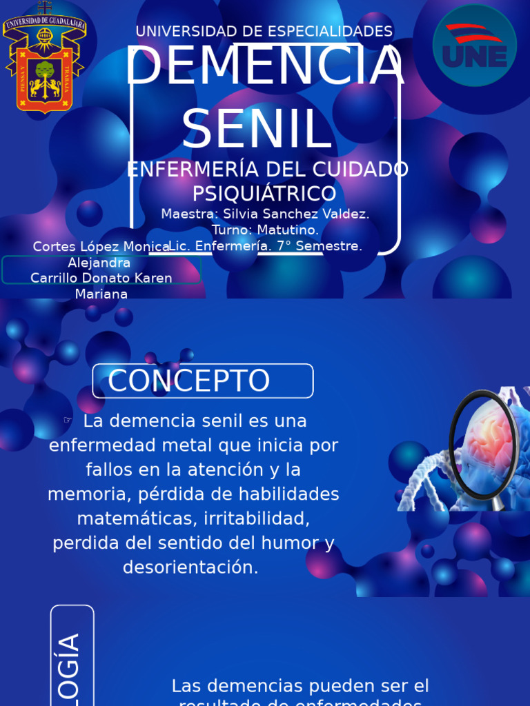 Demencia Senil: Causas y Tratamientos | PDF | Demencia | Sistema nervioso