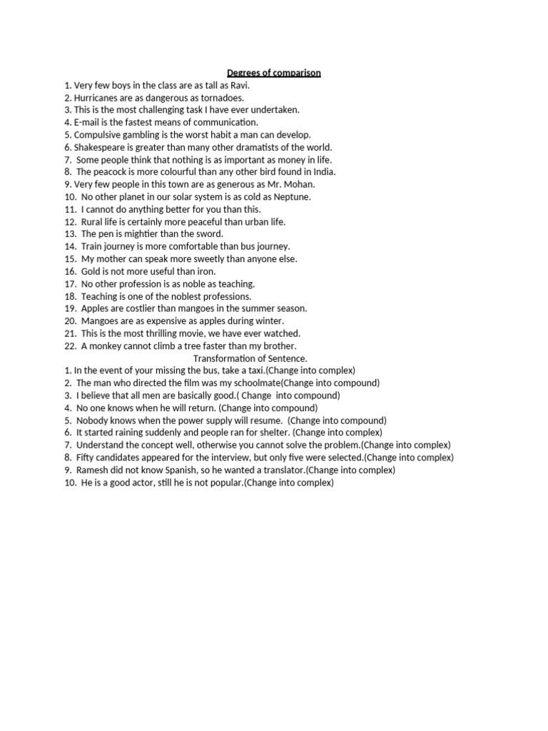 Superlative Forms in Comparisons | PDF