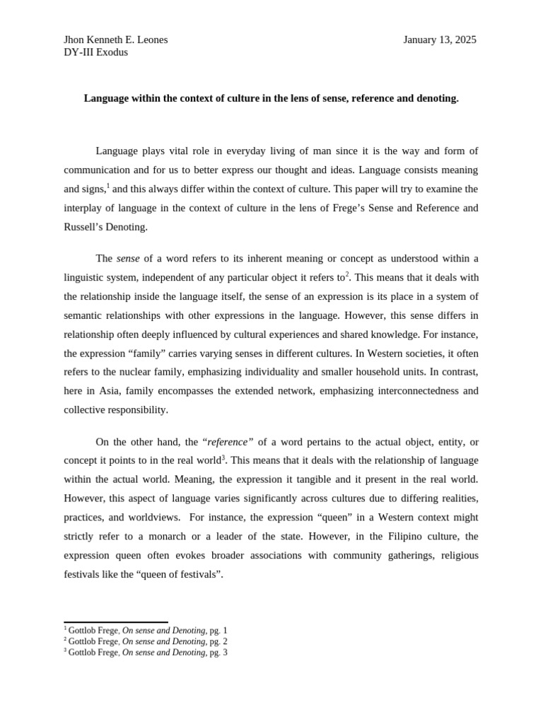 Language Within The Context of Culture in The Lens of Sense | PDF ...
