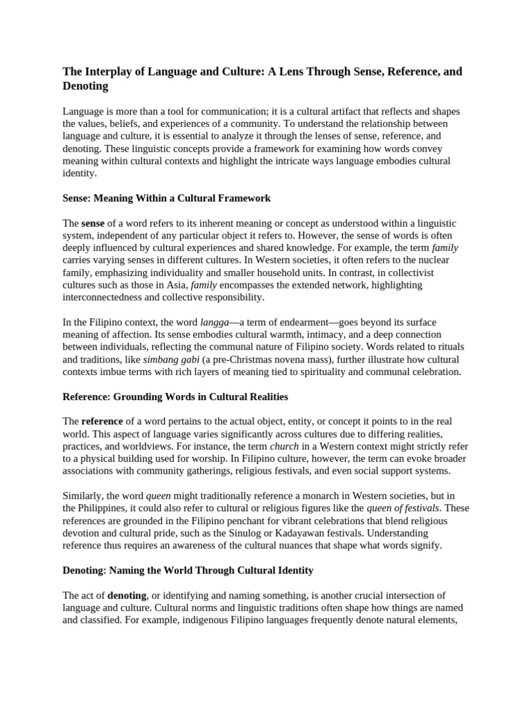 The Interplay of Language and Culture | PDF | Concept | Linguistics