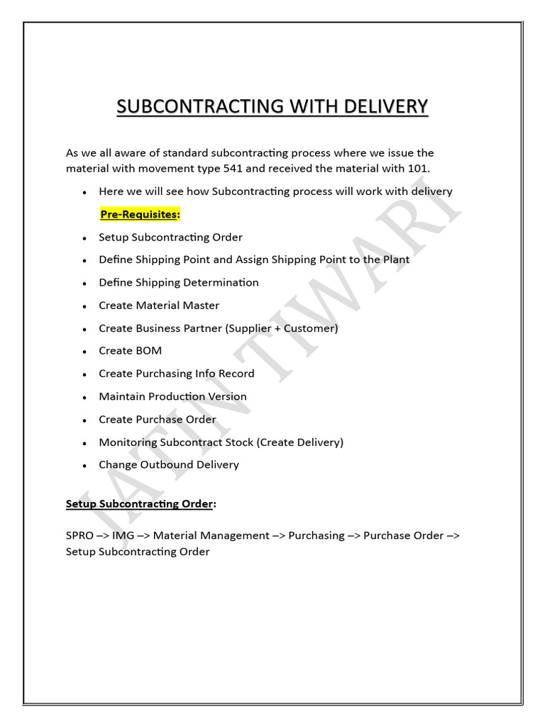 Subcontracting Logistics Process Guide | PDF | Logistics | Computing