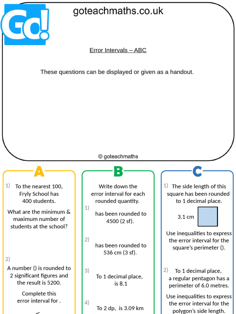 Error Intervals and Rounding Examples | PDF | Significant Figures ...