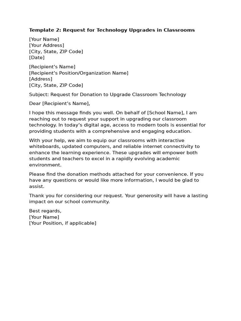 Classroom Technology Upgrade Request | PDF