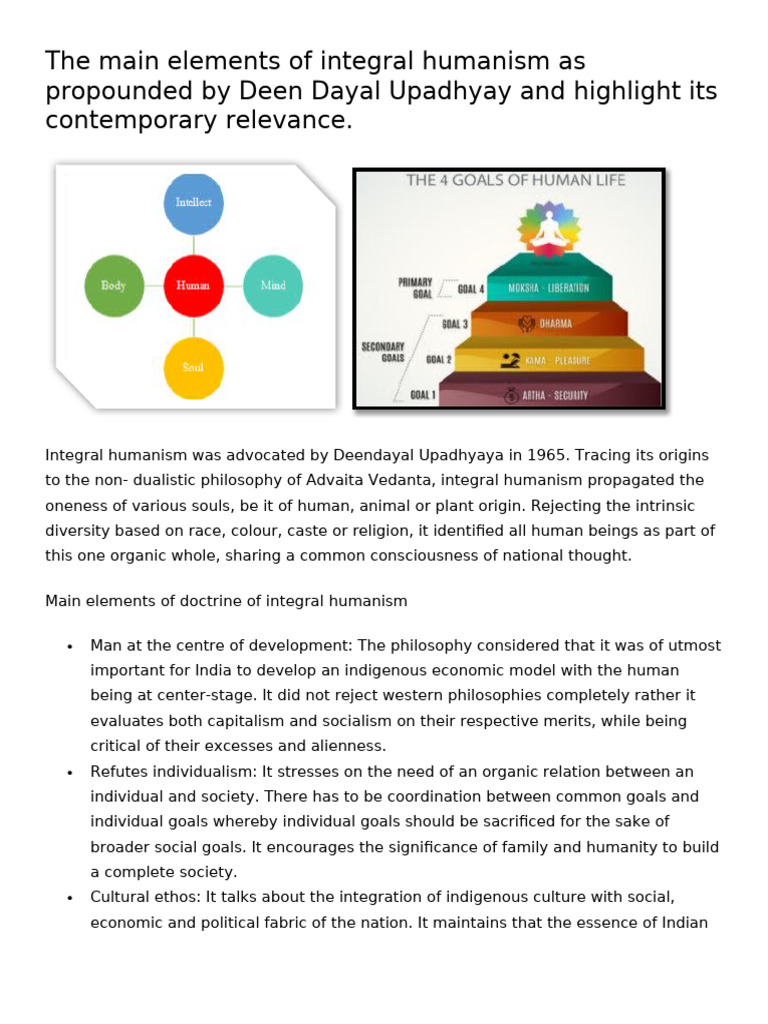 Integral Humanism: Deen Dayal's Vision | PDF | Liberal Arts Education ...