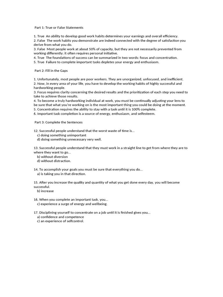 Work Habits for Success Guide | PDF