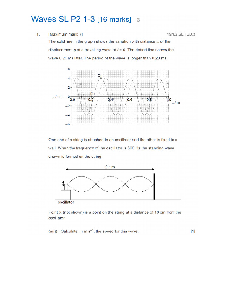 Waves Paper 2 Worksheet Part 1 | PDF