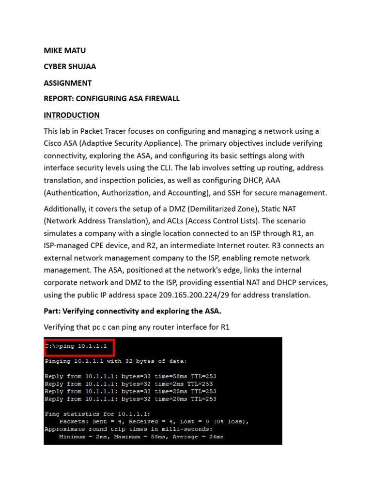 CONFIG ASA FIREWALLS REPORT | PDF | Computer Network | Router (Computing)