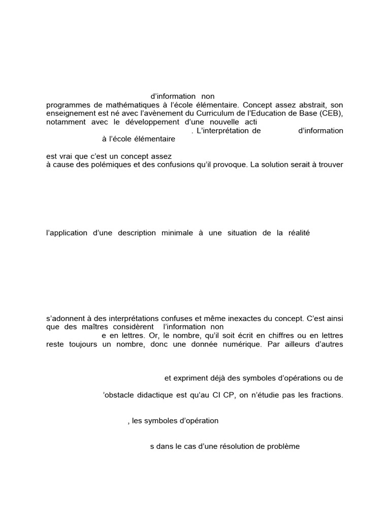 Informations non-numériques au primaire | PDF | Mathématiques