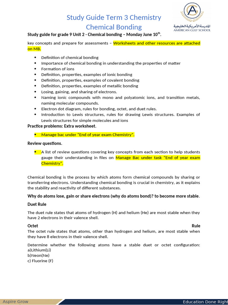 Grade 9 Chemical Bonding Guide | PDF | Chemical Bond | Ion