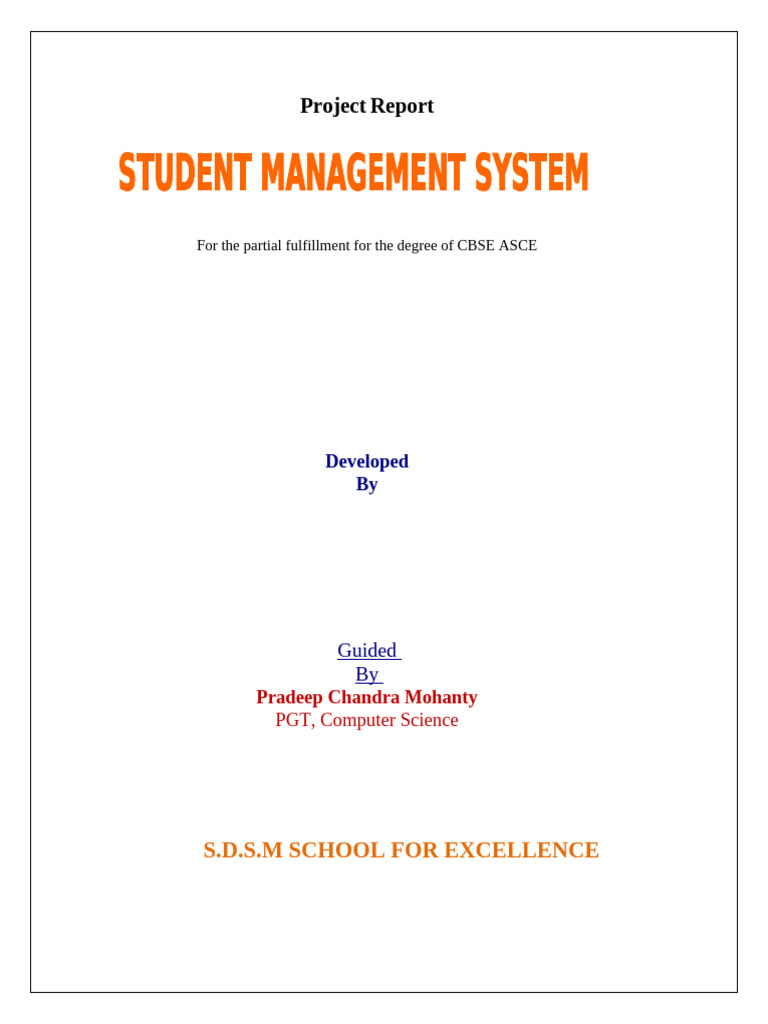 Student Management Systen Class 10 of STD X | PDF | Operating System ...