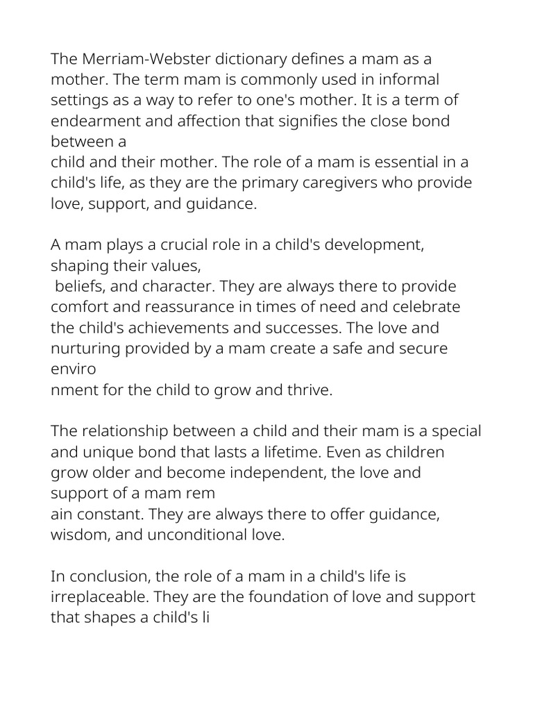 Importance of a Mam in Child Development | PDF