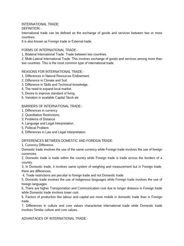 Forms and Impacts of International Trade | PDF | International Trade ...