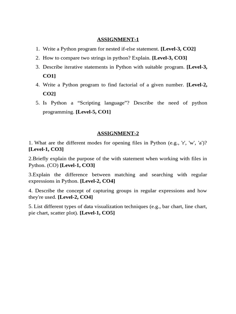 Assignment Questions For PP | PDF