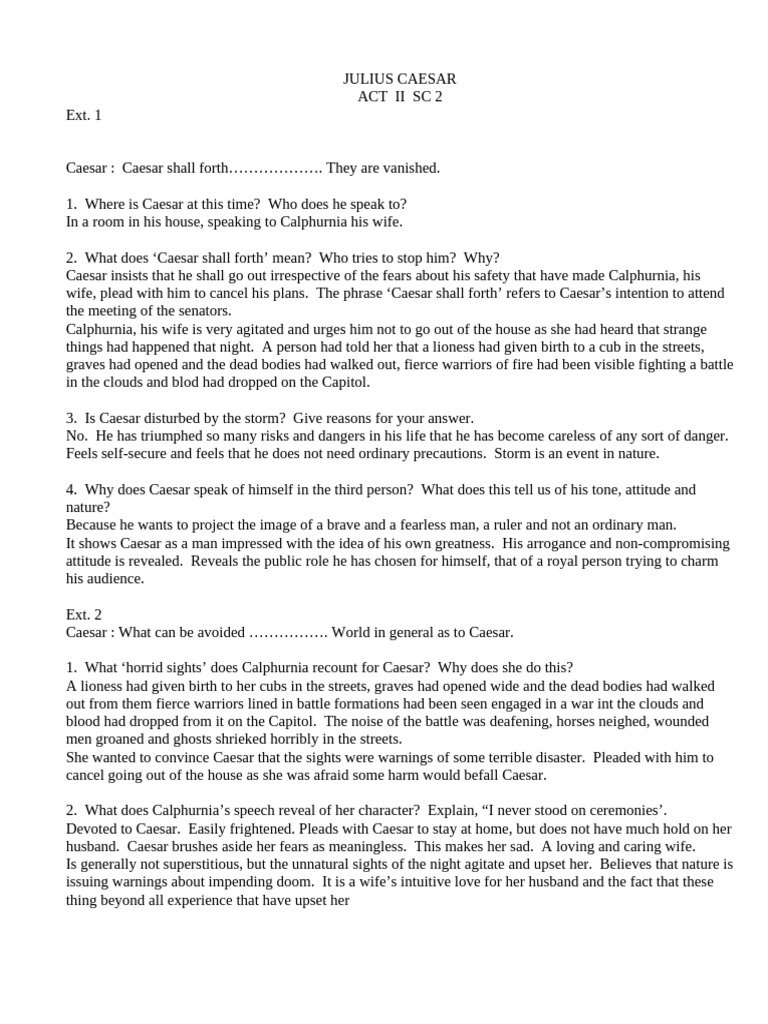 Act II SC 2 | PDF | Julius Caesar