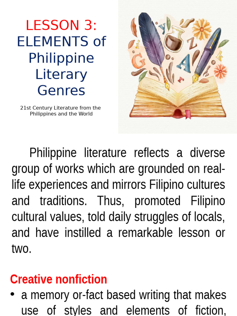 Elements of Philippine Literary Genres | PDF | Poetry | Creative Nonfiction