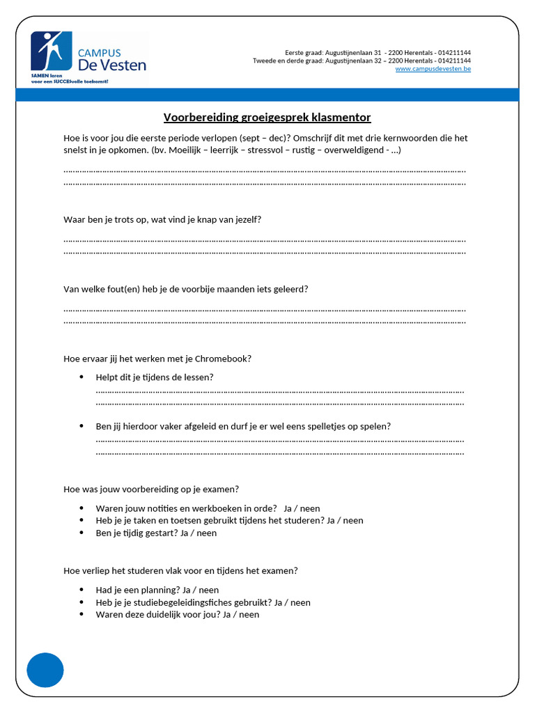 Vragen Groeigesprek December A-Stroom | PDF