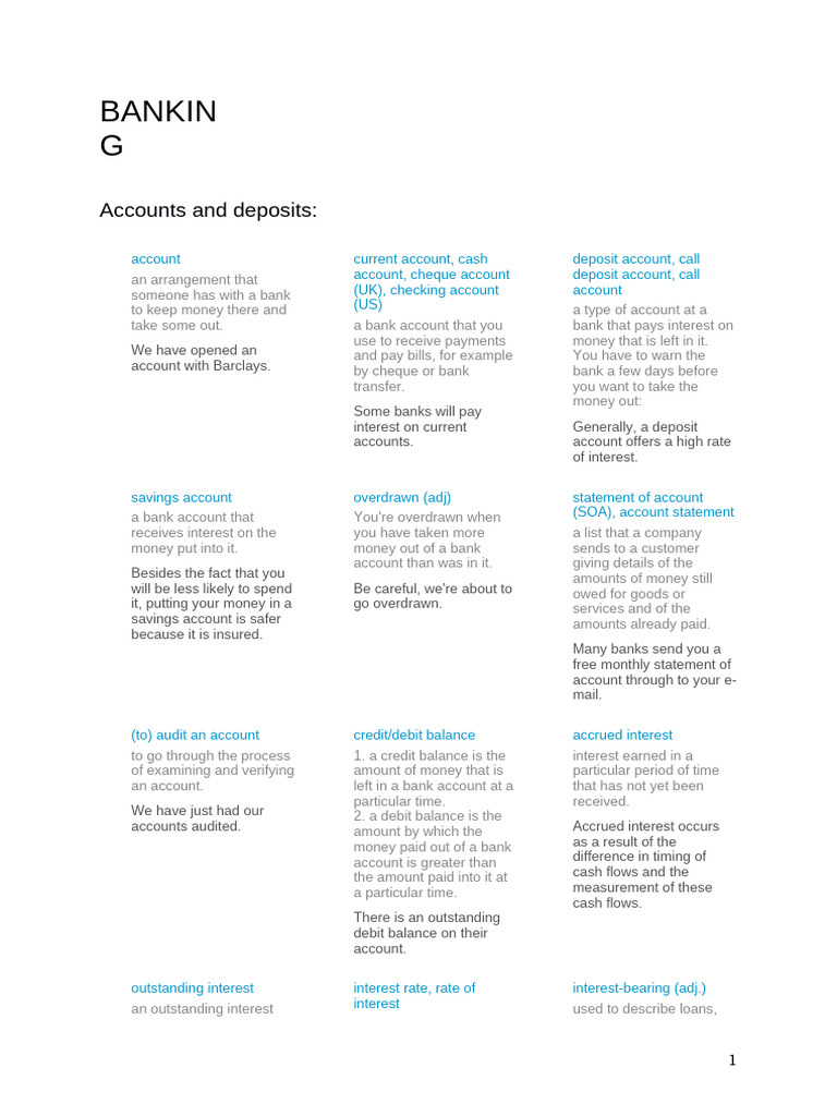 Understanding Bank Accounts and Transactions | PDF | Banks | Interest