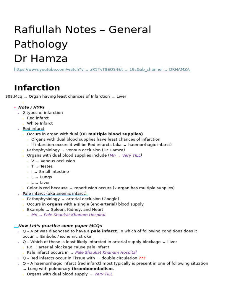 Rafiullah's General Pathology Notes | PDF | Coagulation | Apoptosis