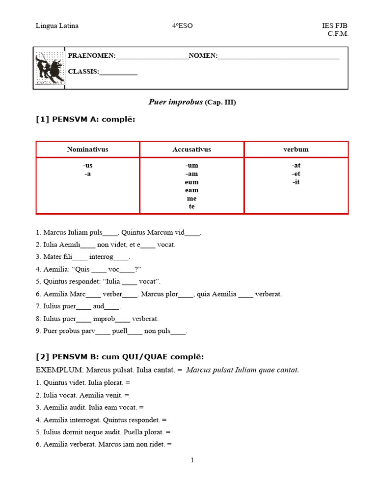 Lingualatina PENSA Repaso - CAP III | PDF