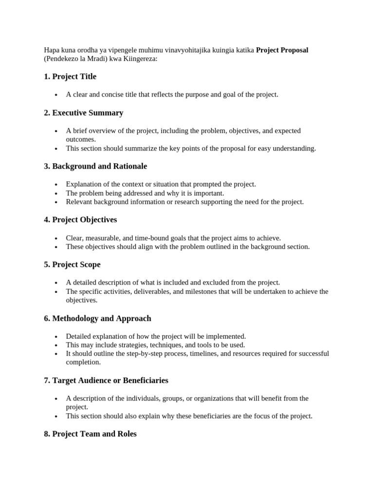 Project Proposal Guidelines in Swahili | PDF | Risk | Risk Management