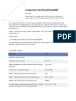 Keyboard Shortcuts For Power Point 2007