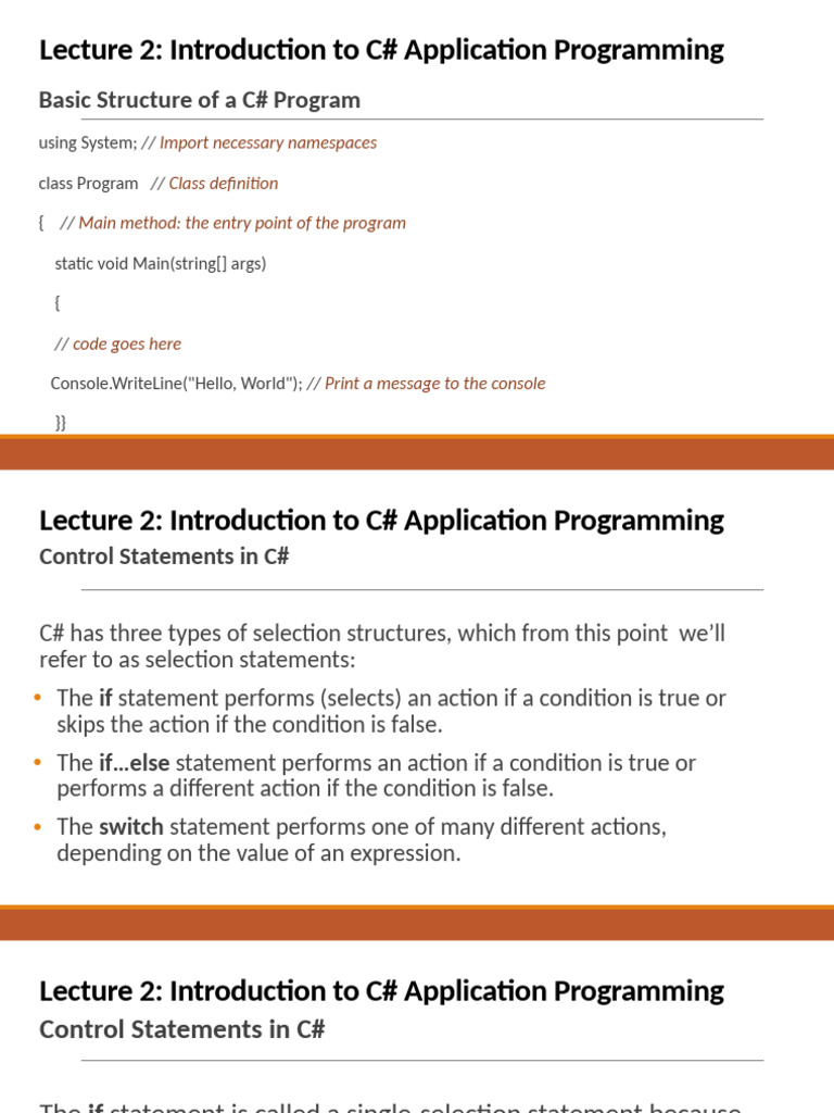 C# Programming Basics: Control Statements | PDF | Control Flow | C ...