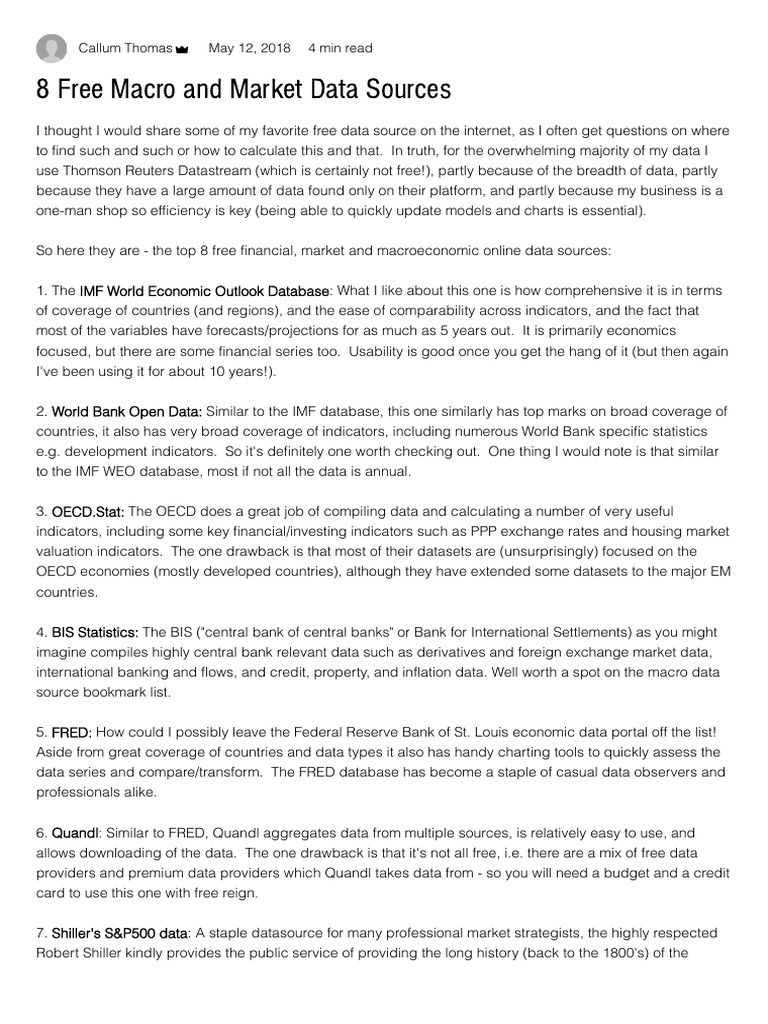 Top 8 Free Macro Data Sources | PDF | Macroeconomics | Central Banks