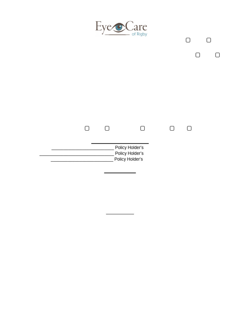 Patient Information Form for Eye Care | PDF | Diseases And Disorders ...