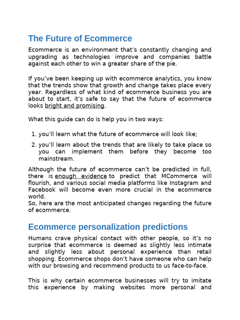 Future Trends in Ecommerce | PDF | E Commerce | Artificial Intelligence