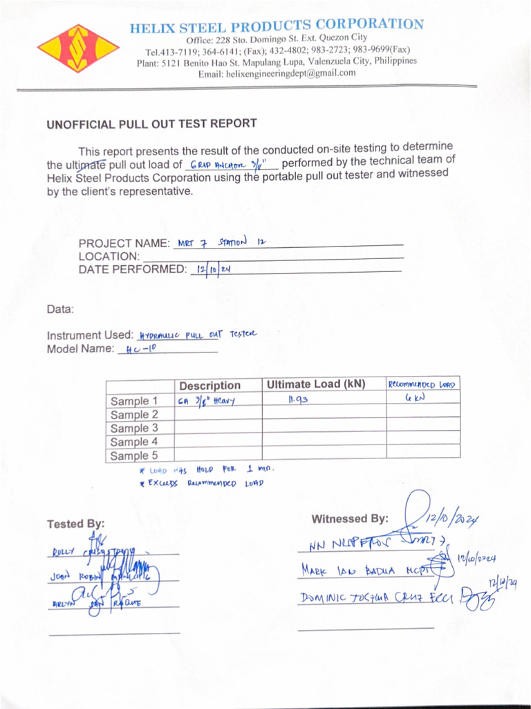 Test Report Helix Grip Anchor 3_8” | PDF