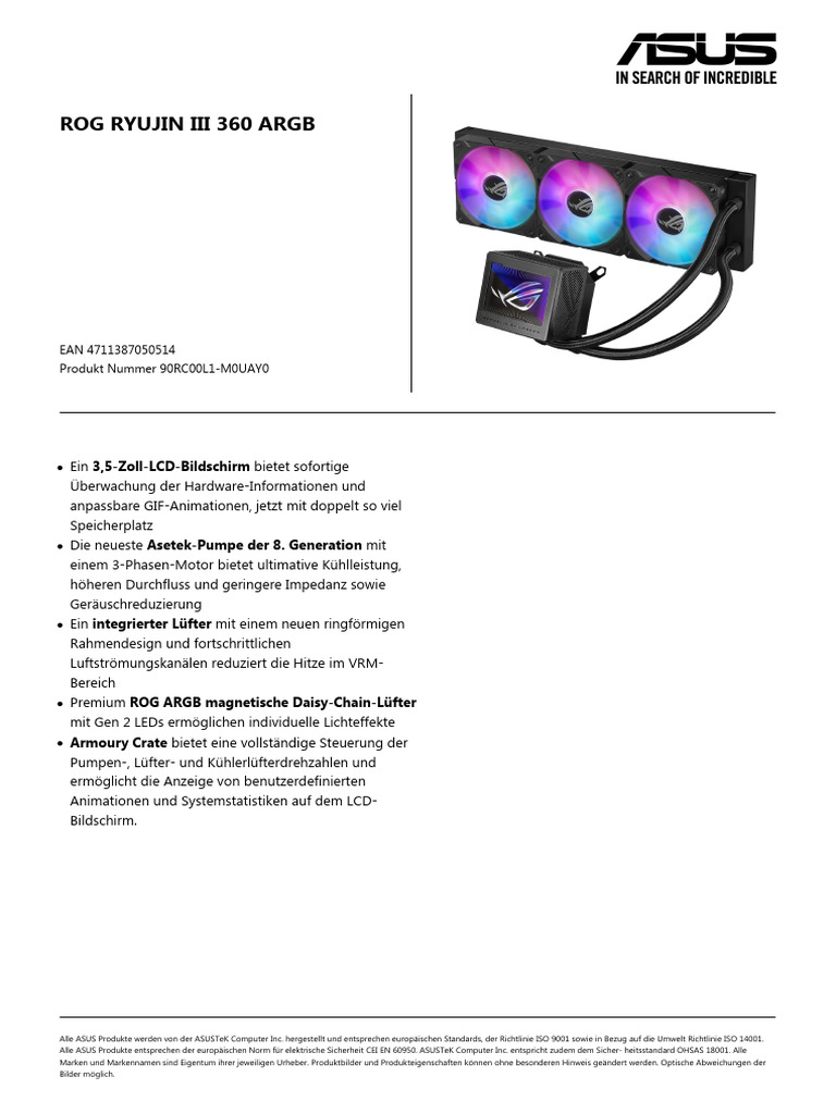 Rog Ryujin Iii 360 Argb | PDF