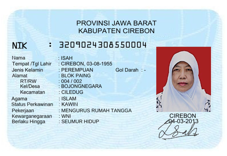 Contoh KTP Cirebon Jawa Barat | PDF