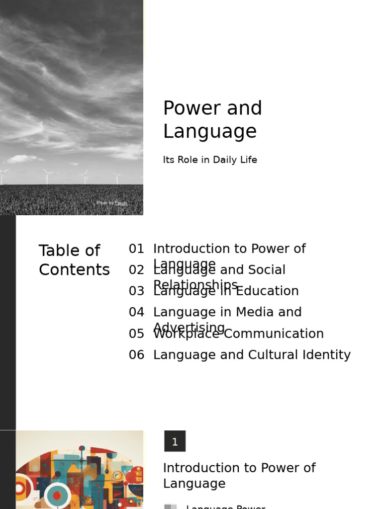 Presentation On Power and Lang | PDF | Communication | Identity (Social ...