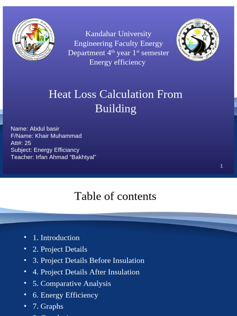 Heat Loss Calculation From Building: Presentation Title | PDF | Thermal ...