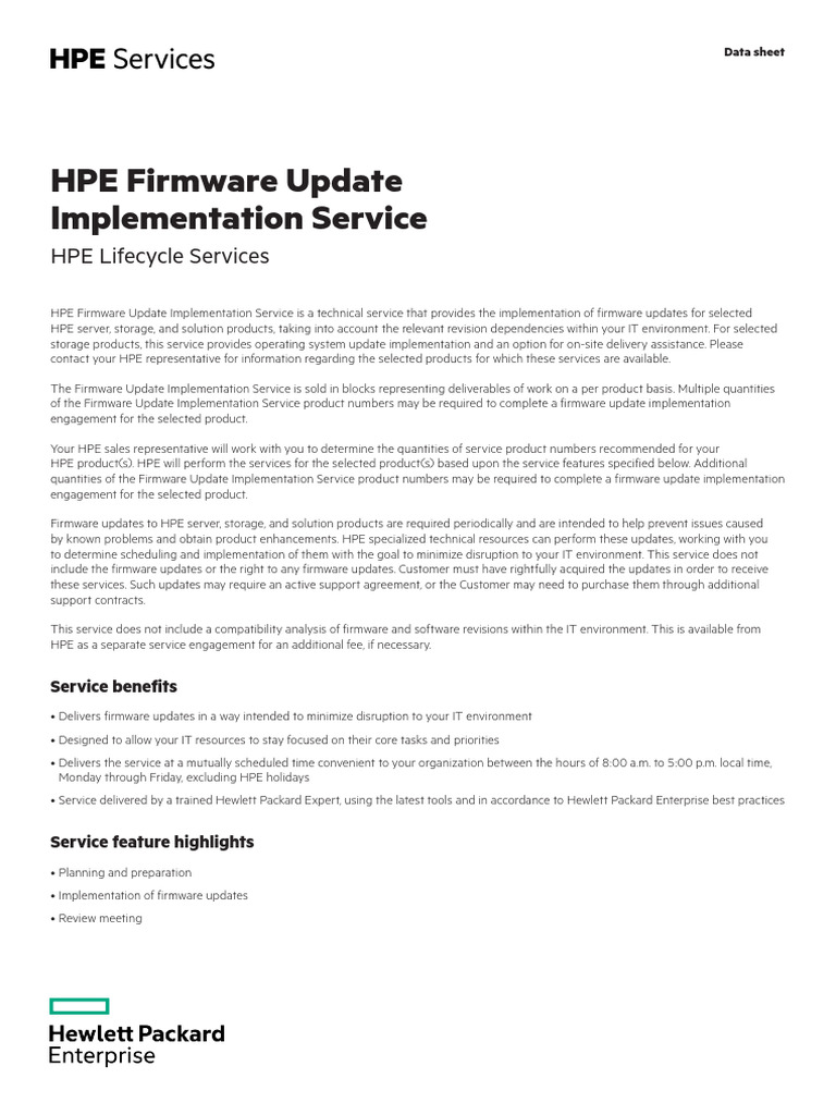 HPE Firmware Update Implementation Service-4aa4-7728enw | PDF ...