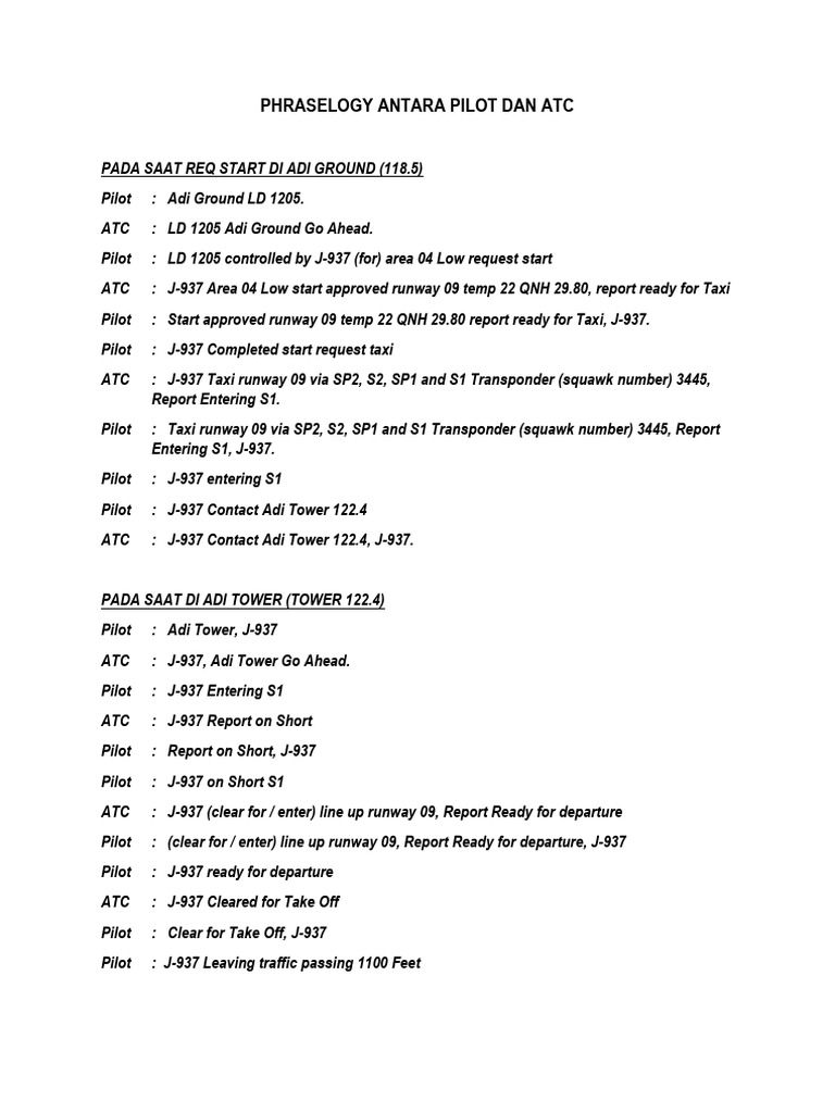 Calling Procedure | PDF | Transponder (Aeronautics) | Air Traffic Control