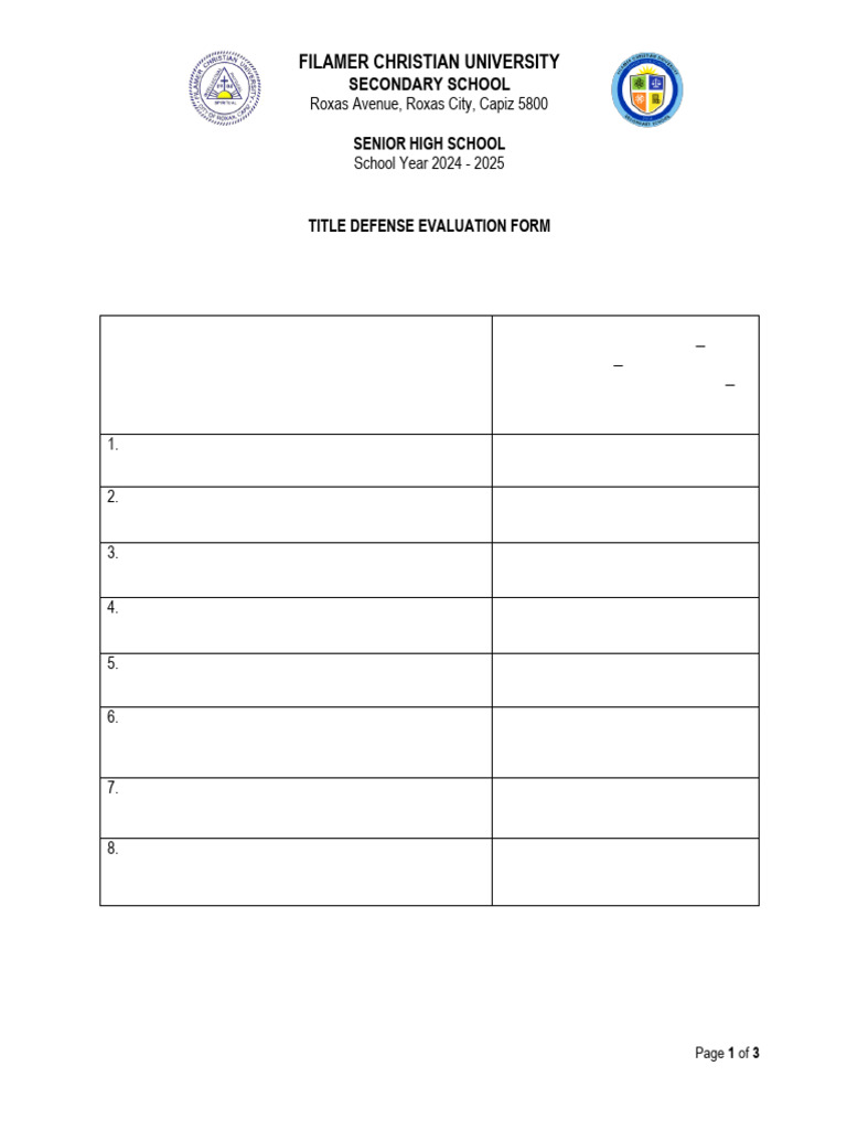 Capstone Project General Guidelines For Title Defense | PDF
