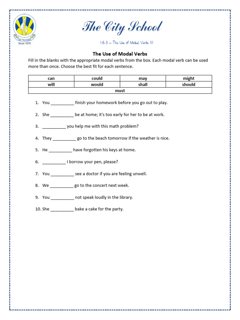 Modal Verbs Practice Exercise | PDF