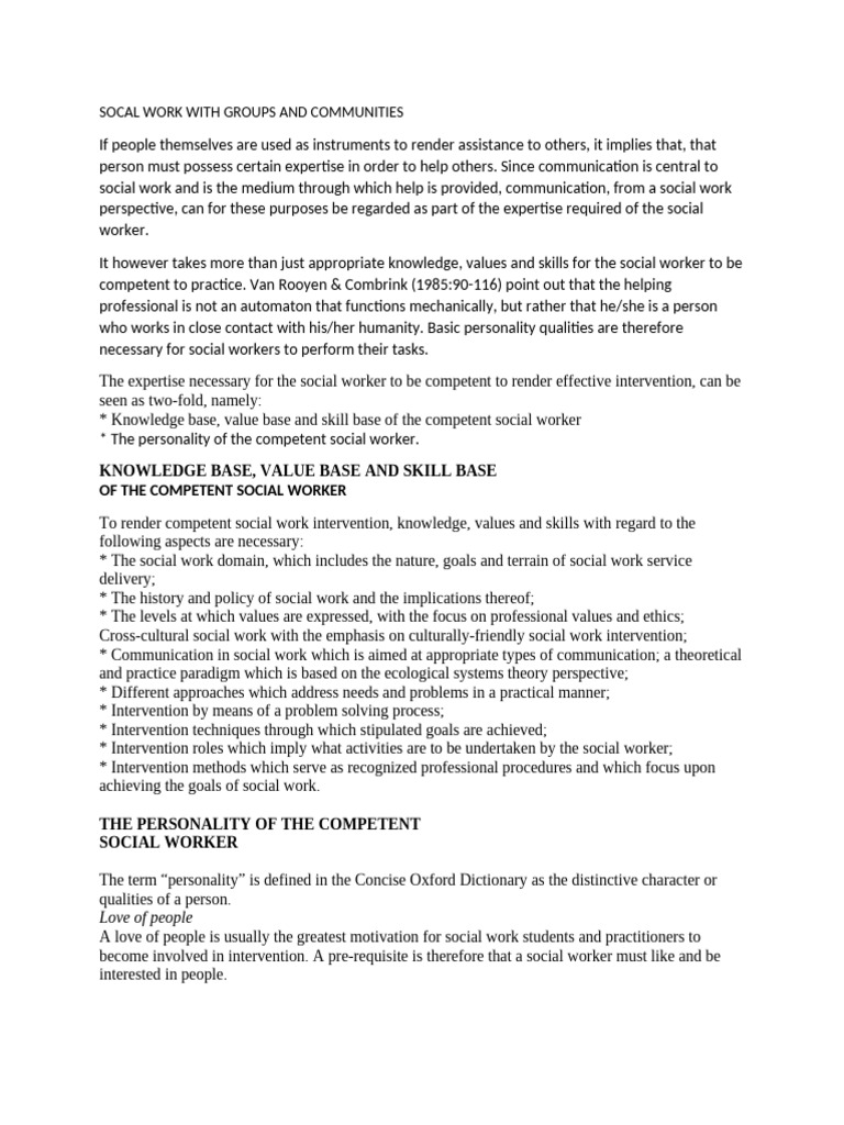 Social Work: Skills and Values Explained | PDF | Communication | Id