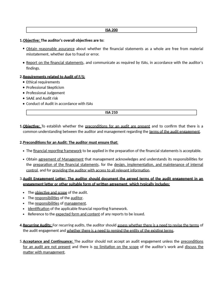 ISA 200 and 210 Audit Preconditions | PDF