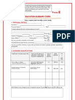 Education Summary Form: 1. Personal Details