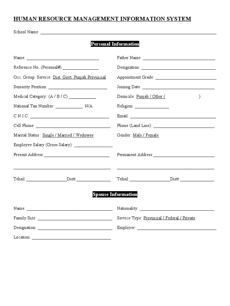 Hrmis Form Employment Government