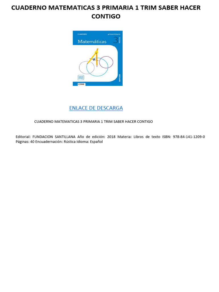 Cuaderno Matemáticas 3 Primaria 1er Trim | PDF