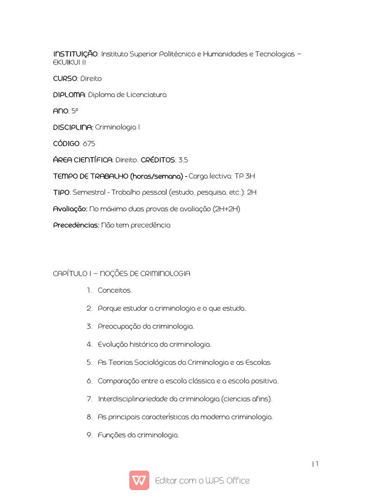 Noções Fundamentais de Criminologia | PDF | Criminologia | Direito Penal