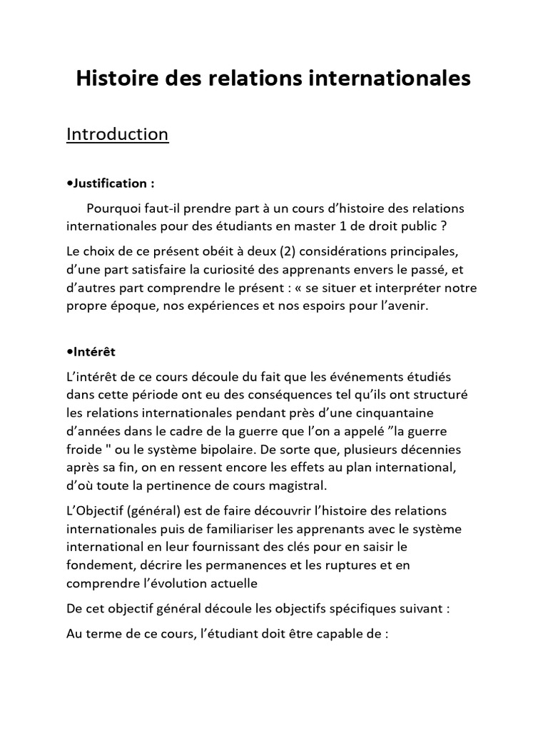 Histoire des relations internationales | PDF | Communisme | Guerre froide