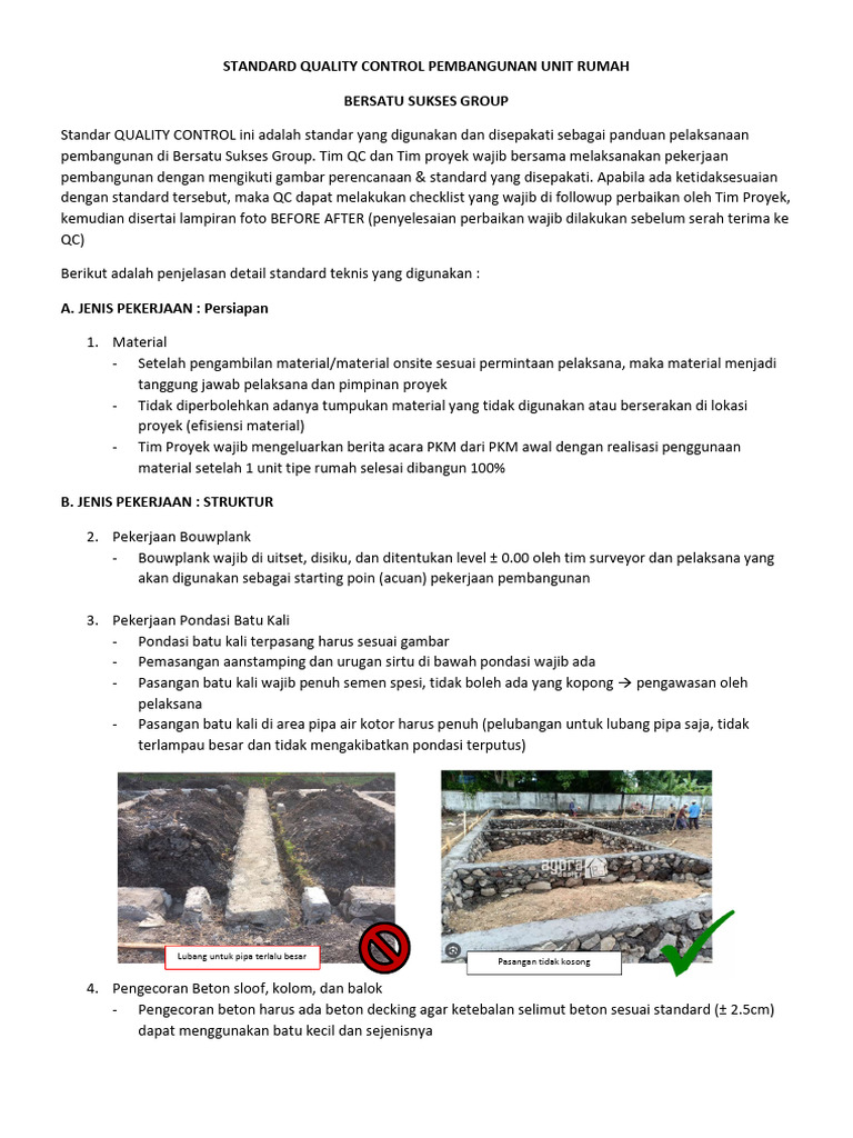 Standar Kontrol Kualitas Pembangunan Rumah | PDF