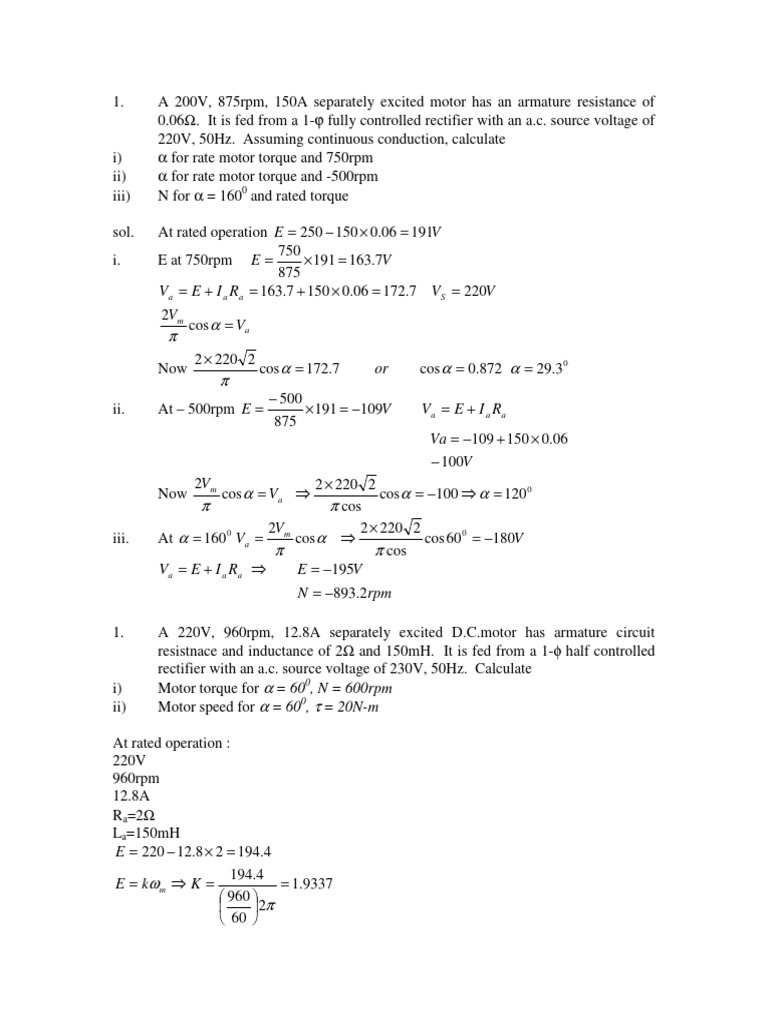 Motor Torque and Speed Calculations | PDF