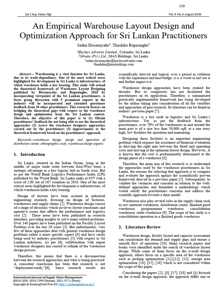 An Empirical Warehouse Layout Design and | PDF | Warehouse