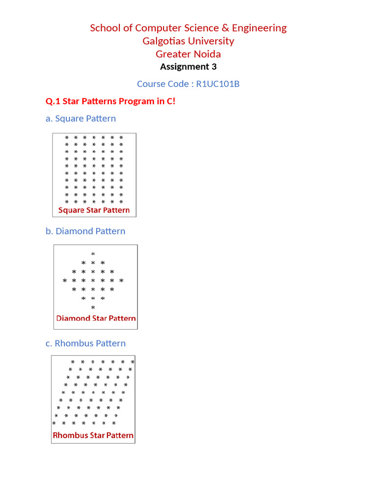 C Programming Assignment: Patterns & Grades | PDF